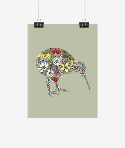 Kiwi Flora Tea Towel