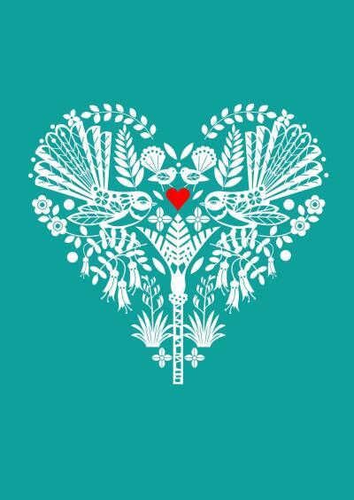 New Zealand Turquoise Fantail Heart