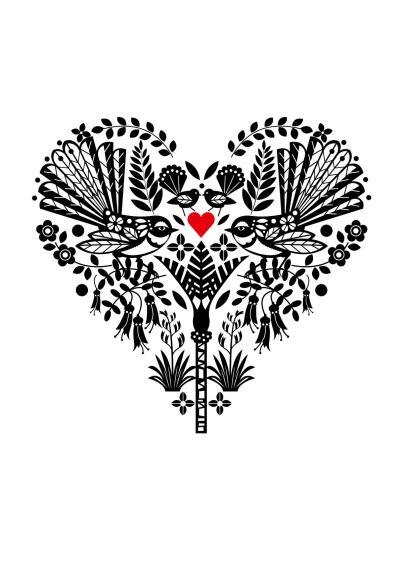 New Zealand Piwakawaka Heart