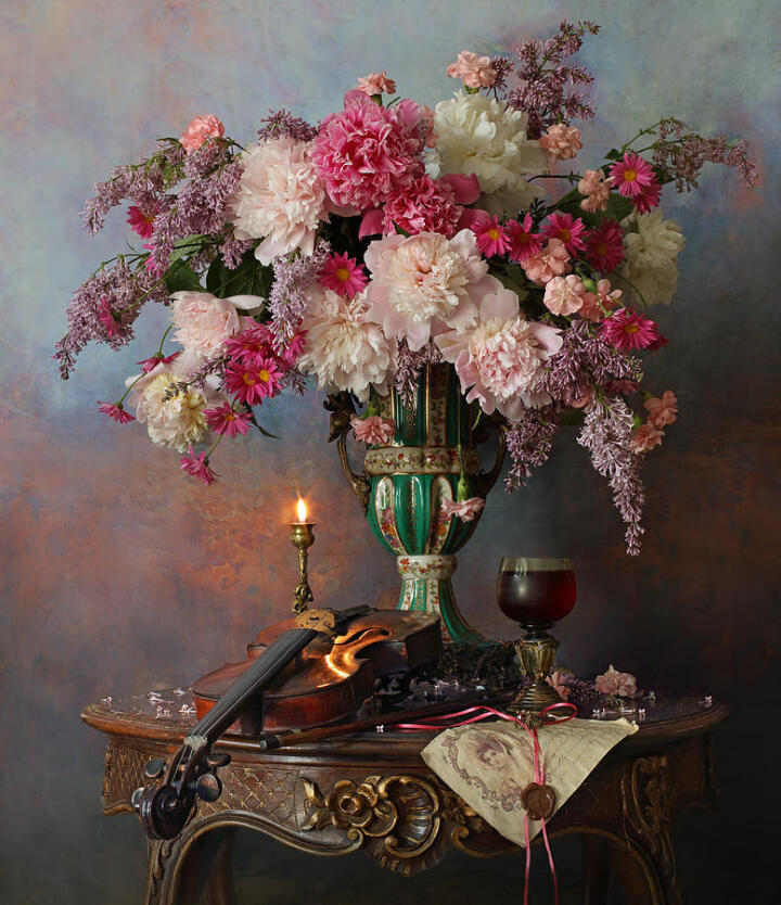 Still Life With Violin And Flowers 2