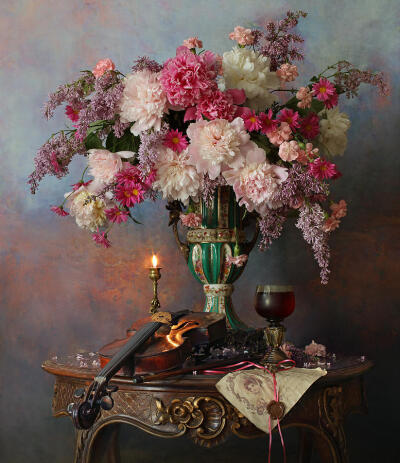 Still Life With Violin And Flowers 2