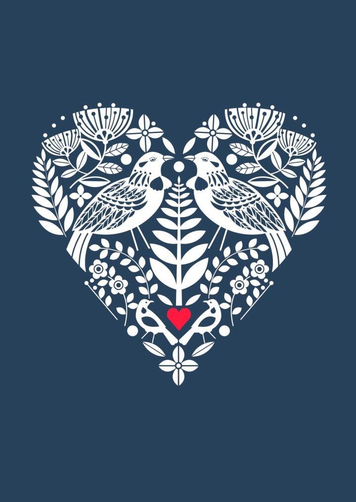 New Zealand Indigo Tui Heart